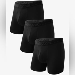 NEW Men's Bamboo Boxer Briefs Underwear 3 Pack Large Black Soft Lightweight
